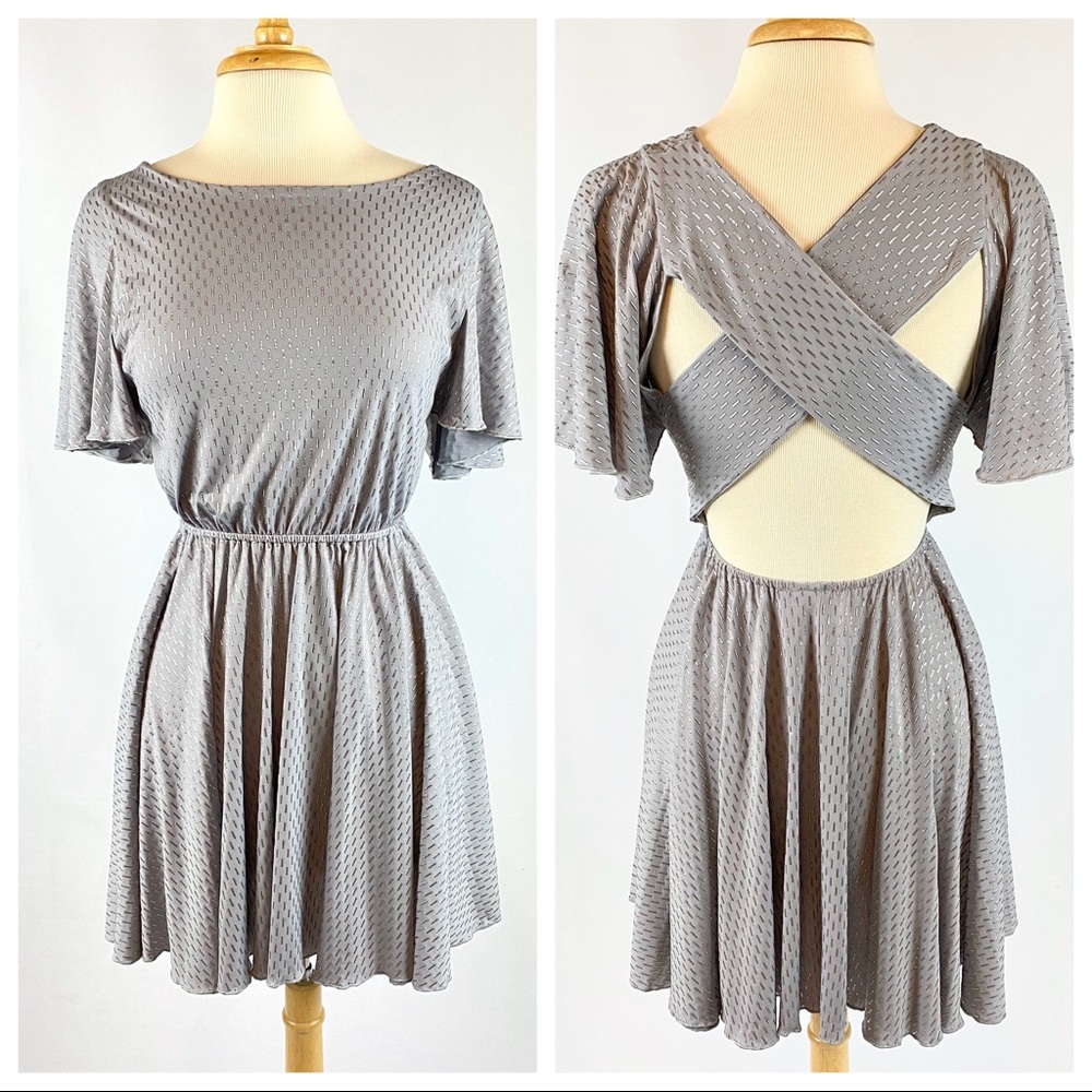 Topshop Love Cross-Back Silver Dress